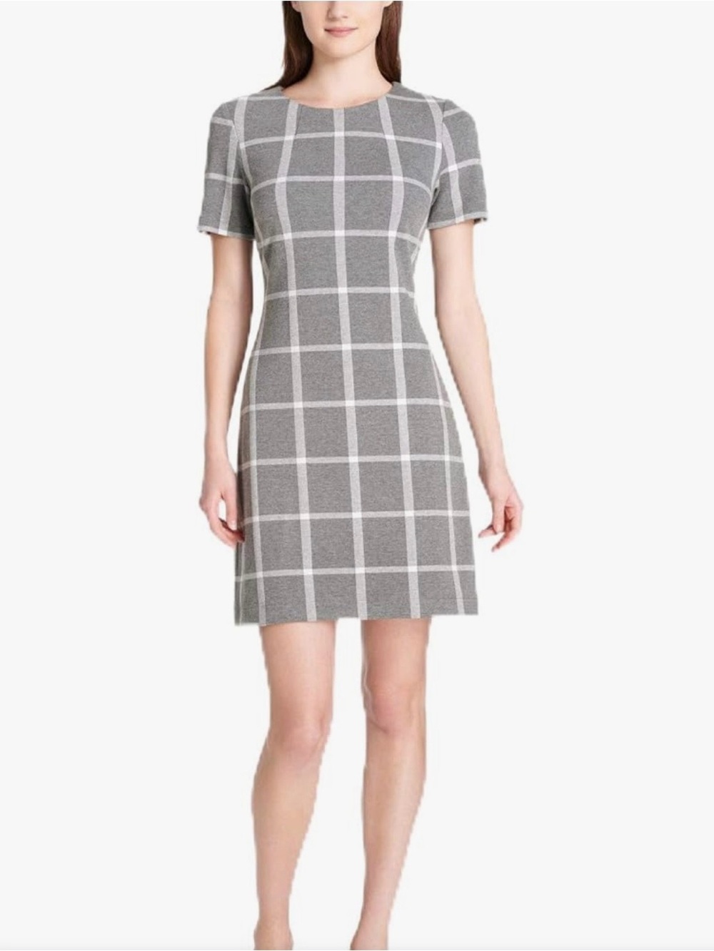 Tommy Hilfiger Gray Windowpane Shift Mini Dress